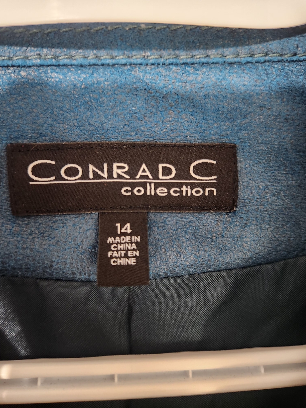 Conrad C Collection Vintage Women's Blue Faux Leather Light Zip-Up Jacket Sz 14 - Picture 14 of 16